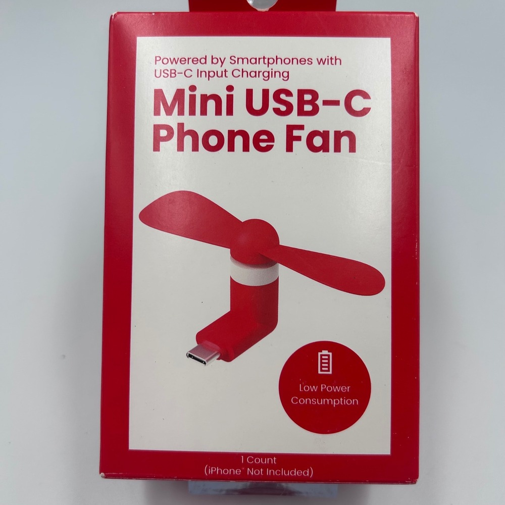 Red Mini USB-C Phone Fan 3000 RPM Portable Smartphone Cooling Fan Chug Inc